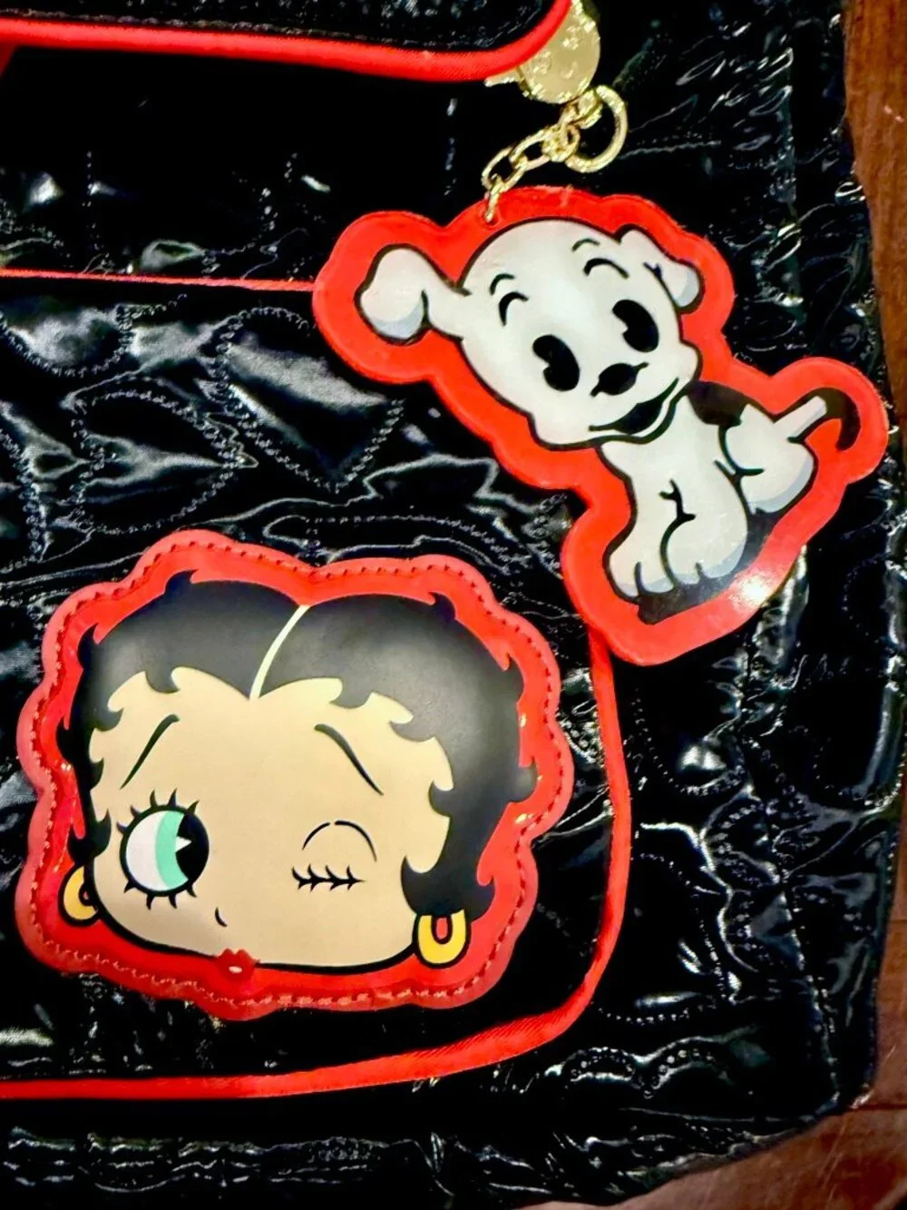 New- Whatever! Makes You Happy Betty Boop Quilted Heart Trinket Backpack
